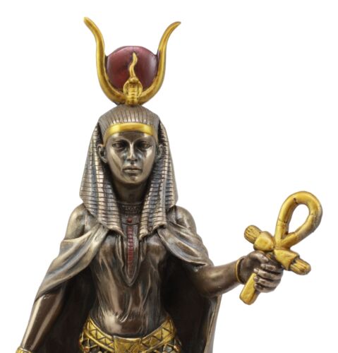 Egyptian Deity Goddess Hathor Holding Ankh Statue Patroness Of Love Motherhood - Ebros Gift