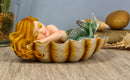 Ebros Under The Sea Baby Mermaid Sleeping On Oyster Shell Figurine Iridescent Green Tailed Mermaid Baby Sculpture