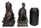 Sitting And Crouching Feline Cat Resin Bookends 7" Tall Abstract Cat Statue Set