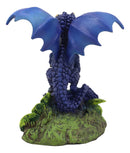 Ebros Fantasy Green Thumb Blueberry Indigo Blue Dragon Statue Fairy Garden Collectible