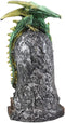 Ebros 10.75"H Green Emerald Dragon On Celtic Columns Statue With LED Night Light - Ebros Gift