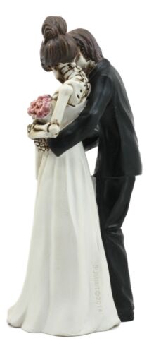 Day Of The Dead Skeleton Bride And Groom Posing For Photo Cake Topper Figurine