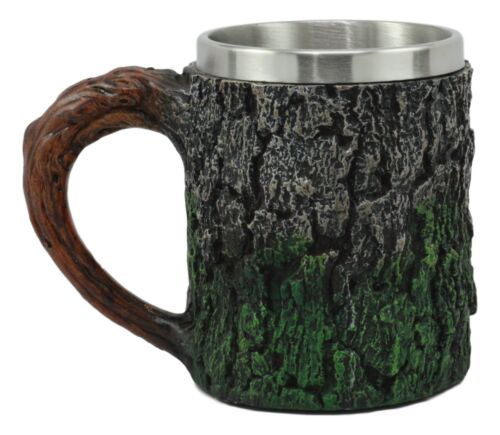 Woodland Animal Totem Spirit Gray Wolf Mug Textured With Rustic Tree Bark Design