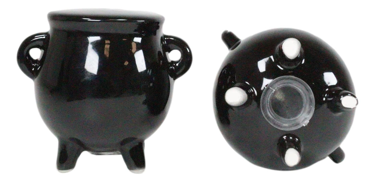 Ebros Halloween Witching Hour Witch Magic Black Cauldrons Salt N Pepper Shakers - Ebros Gift