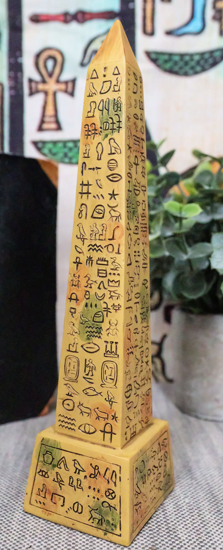 Ebros Egyptian Temple of Ra Sand Desert Obelisk With Hieroglyphs Statue 8" Tall