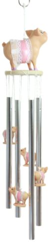 Mother Goose Nursery Rhymes Miss Piggy Pink Pig With Apron Wind Chime 21"Long