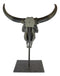 30"H Large Rustic Western Longhorn Bull Steer Skull Desktop Plaque W/ Pole Base