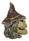 Halloween Creepy Scarecrow Straw Man Skull With Faux Leather Stitch Hat Figurine