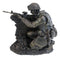 War Battlefield Kneeling Soldier Taking Cover With Rifle Gun And Gears Statue