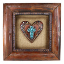 Rustic Western Turquoise Rocks Cross Heart Wooden Wall Decor Picture Frame
