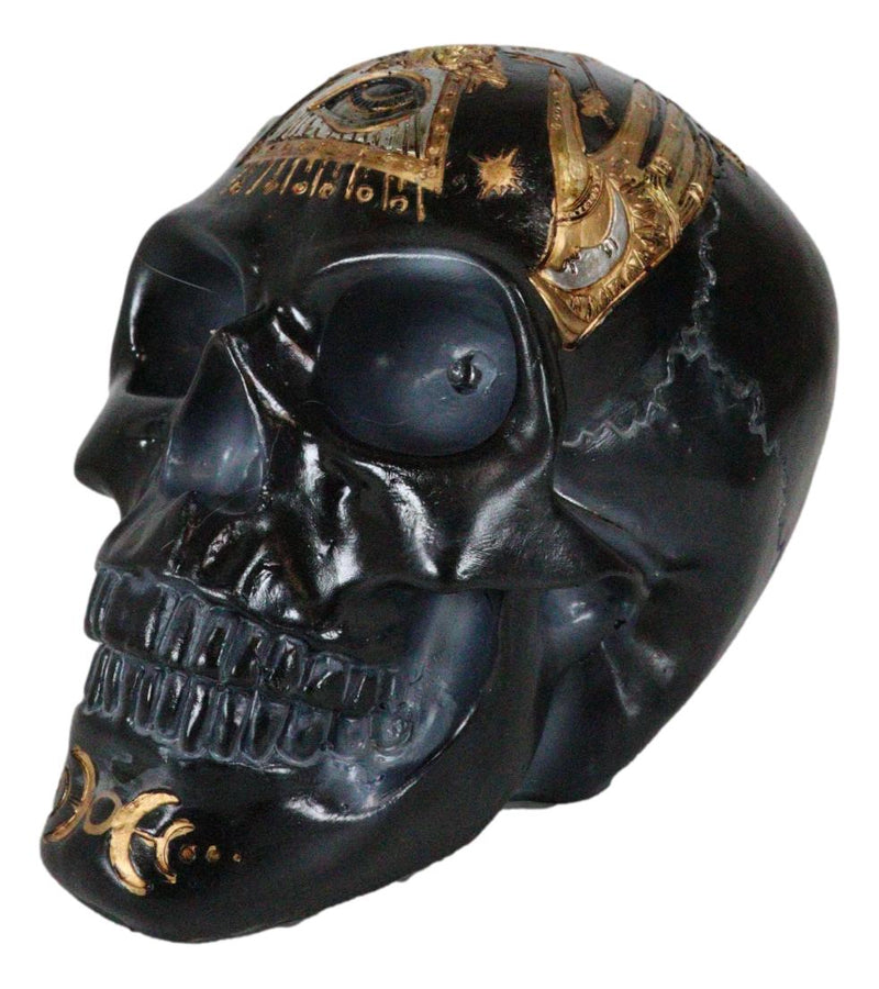 Green LED Eyes Black Sacred Symbols Wicca Pagan Triple Moon Evil Eye Skull
