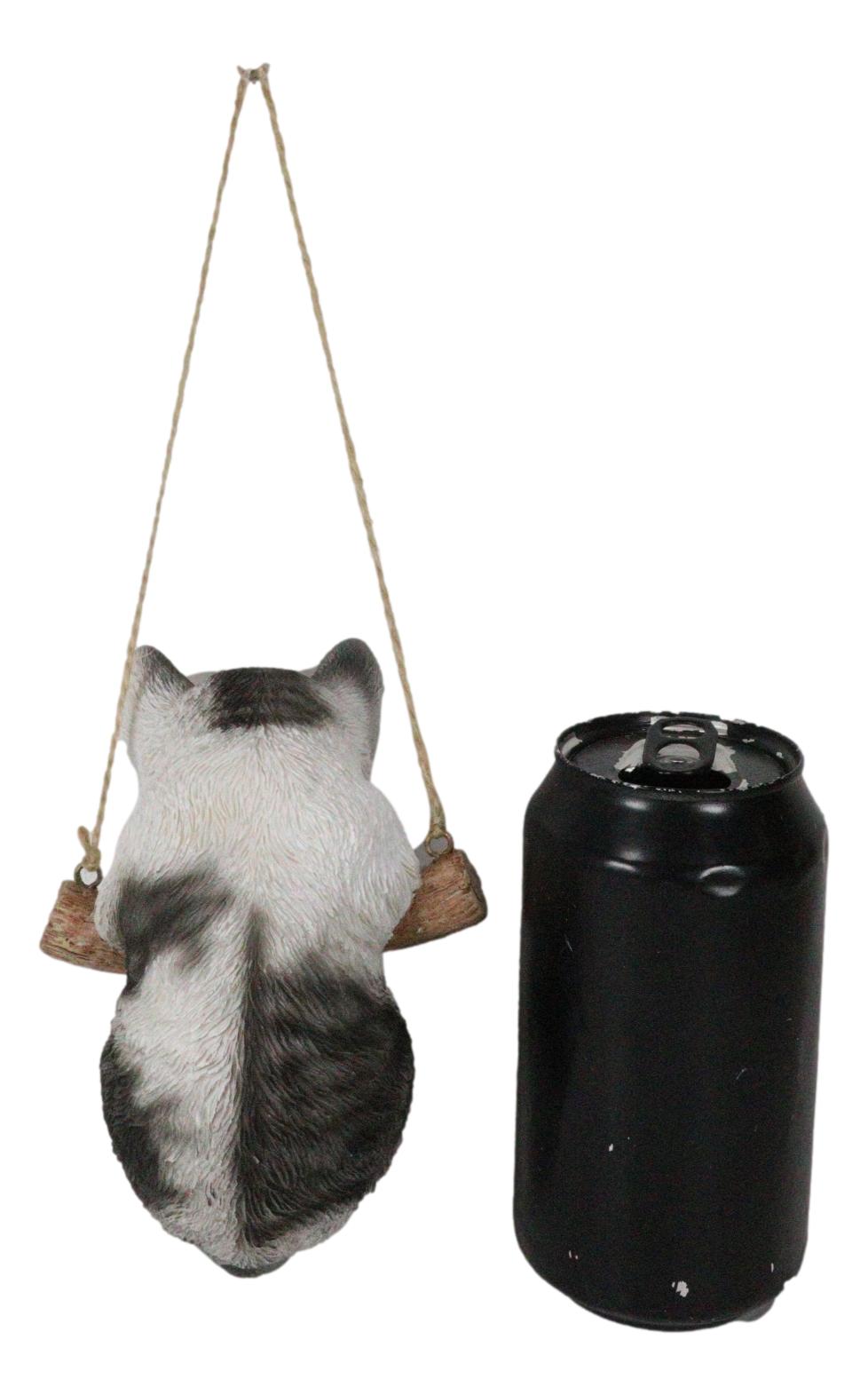 Ebros Gray Striped Tabby Kitten Macrame Branch Hanger 5.5"H with Jute Strings