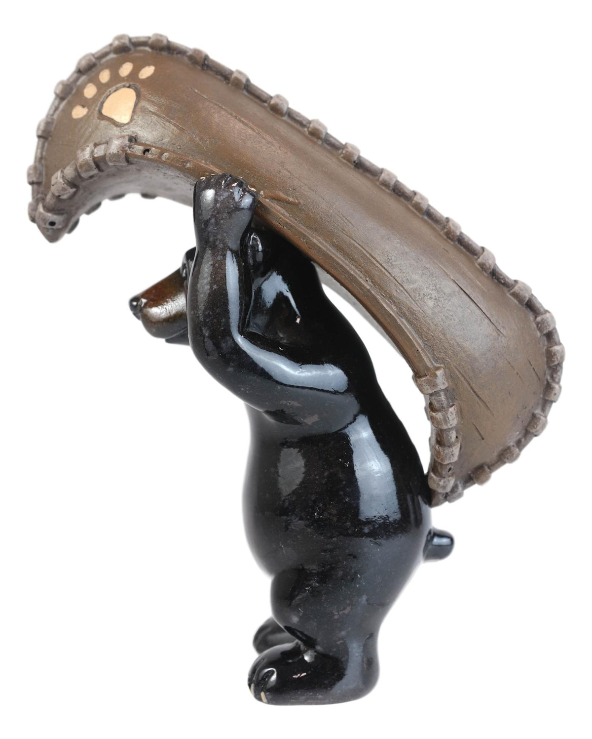 Western Rustic Black Bear Portaging A Canoe Figurine River Cruising Bears Accent