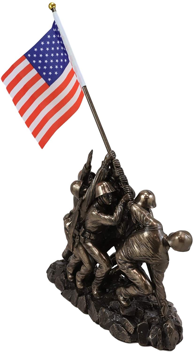 Ebros Iwo Jima 6 Marines Raising USA Flag Memorial Replica 12" Long Figurine - Ebros Gift