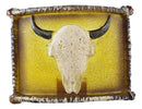 Rustic Western Bison Bull Cow Skull Faux Birchwood Wall Plug In Night Lights