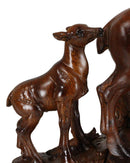 Rustic Country Bighorn Sheep Ram With Lambs On Rock Faux Mahogany Wood Figurine