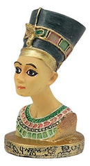 Egyptian Queen Nefertiti Bust Miniature Figurine With Hieroglyphic Base 2.25"H