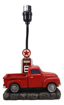 Vintage Big Red Pickup Truck By Classic Old Gas Pump Desktop Table Lamp Decor