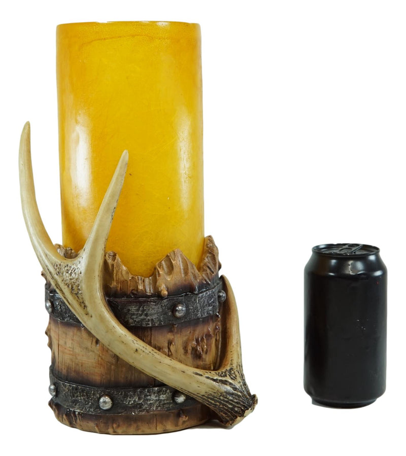 Western Stag Deer Antler With Country Barrel Hurricane Night Light Figurine