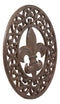 Ebros Rustic Vintage Design Round Fleur De Lis Medallion Cast Iron Trivet 10"Diameter
