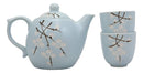 Japanese Sakura Pastel Sky Blue Cherry Blossom Porcelain 20oz Tea Pot and 2 Cups