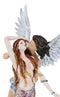 Large Goddess Mermaid Embracing With Heavenly Winged Angel By The Ocean Statue