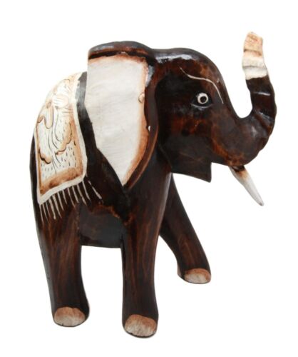 Balinese Wood Handicrafts Safari Jungle Festival Parade Elephant Figurine 10"H