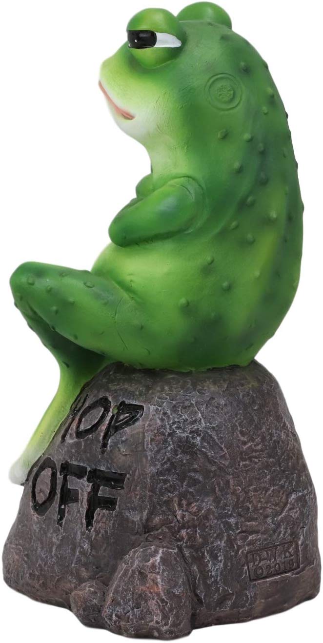 Ebros Hop Off! Feisty Toad Frog On Landscape Rock Statue Rainforest Animal Decor