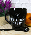 Witchcraft Wicca Witches Brew Crescent Moon And Stars Coffee Mug And Spoon Set