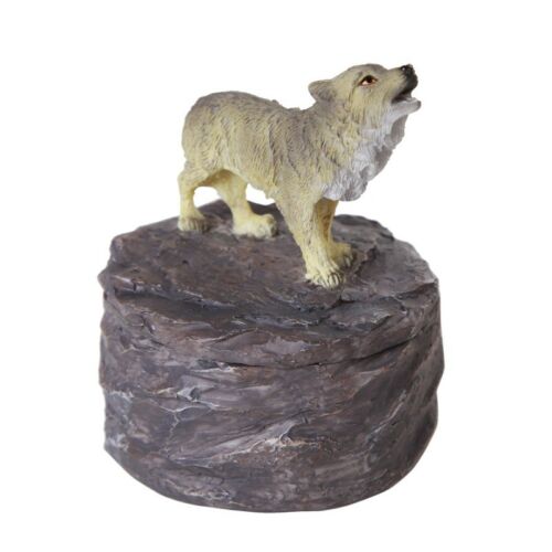 Ebros Lone Majestic Wolf Mini Resin Trinket Box 3.15 Inches Tall (Gray Wolf)