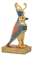 Ebros Egyptian God Horus Falcon Bird On Hieroglyphic Pedestal Statue 8.75"H