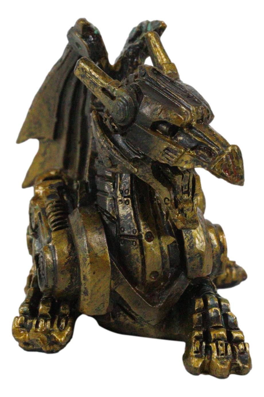 Ebros Gift Steampunk Dragon Figurine Cyber Robot Flying Machine Decorative Figure 3.5"L