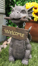 Ebros Bienvenidos Welcome Sign Dragon Garden Greeter Bobblehead Statue Faux Stone
