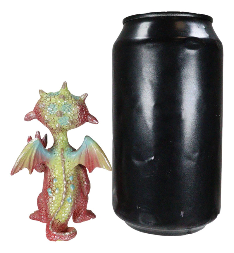 Small Collector Teal Spotted Red Baby Dinosaur Dragon Waving Hello Figurine