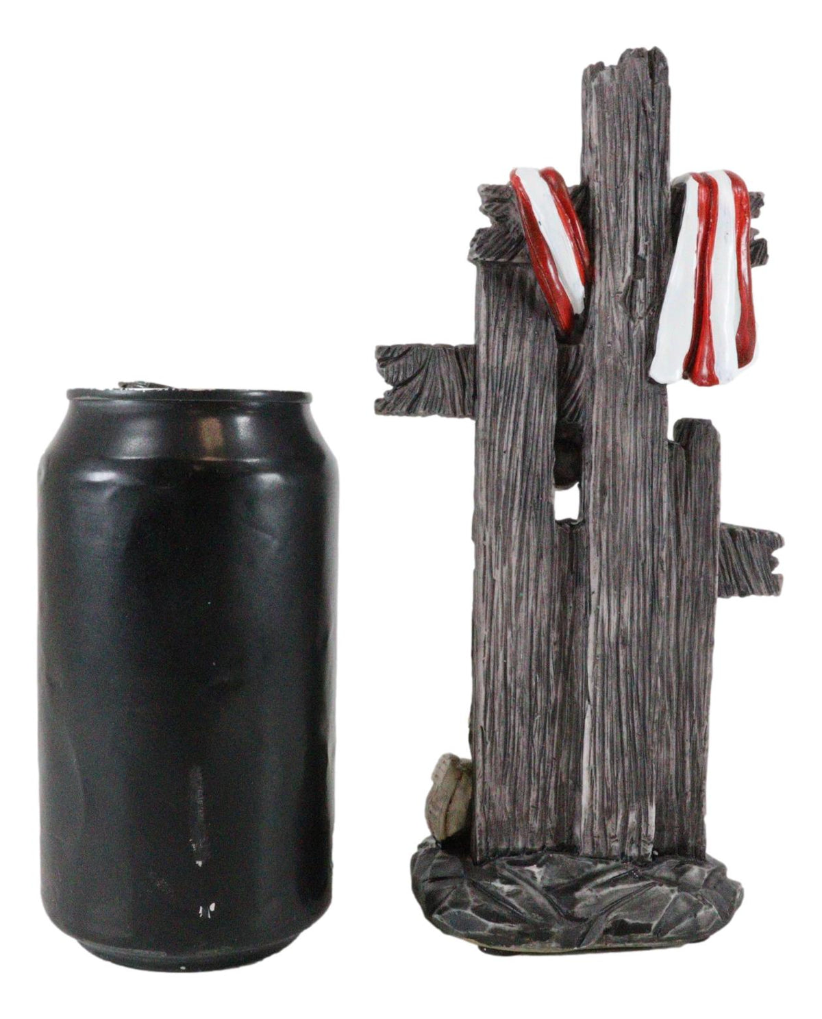 Kneeling Soldier In Prayer By 3 Rugged Crosses American Flag Memorial Figurine - Ebros Gift