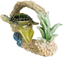 Ebros Nautical Marine Green Sea Turtle Swimming By Coral Reef Decor Figurine 6"L