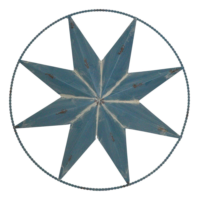 Pack Of 4 Colorful 18" Metal Rustic Western 8 Pointed Star In Ring Wall Decors