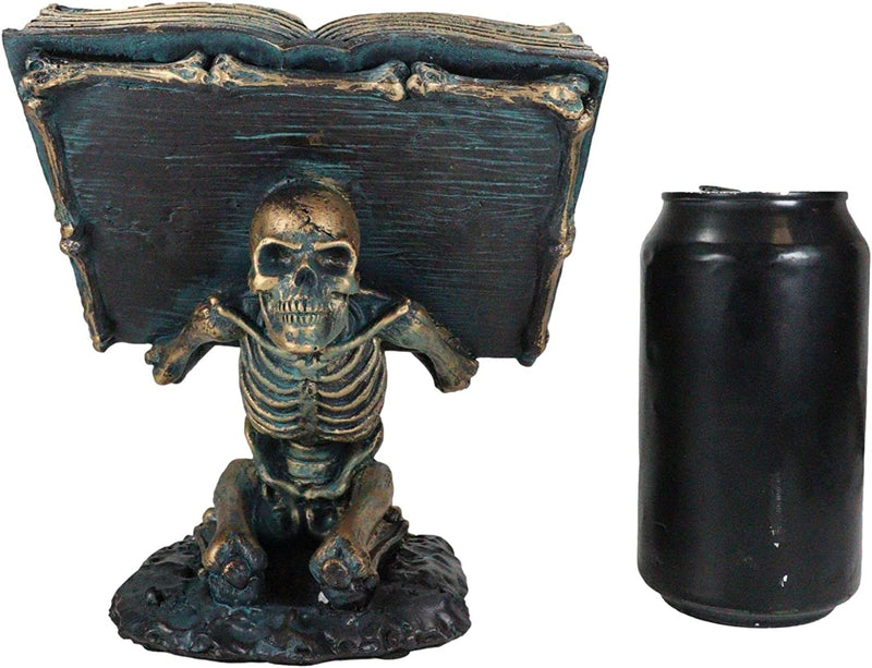 Dead Man's Curse Skeleton Slave Holding A Witch Poison Apple Spell Book Figurine