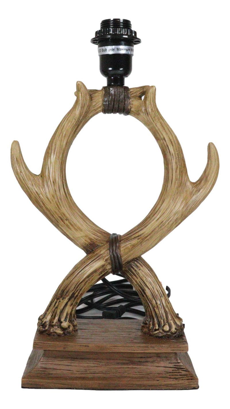 Western Rustic Vintage 2 Entwined Stag Deer Antlers Sculptural Table Lamp Decor