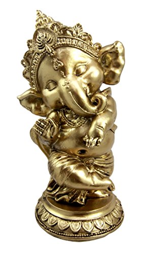 Ebros Hindu Elephant God Ritual Dancing Ganesha Golden Statue 6" H Deity of Arts Wisdom and Knowledge Decor Figurine (Dancing Ganesh) - Ebros Gift