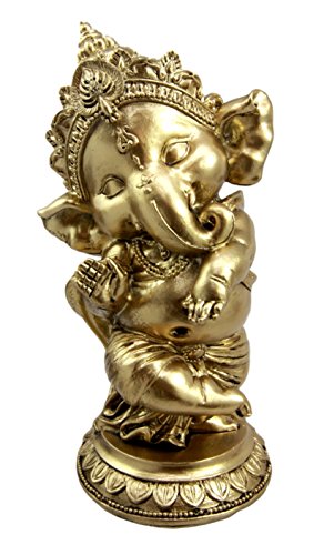 Ebros Hindu Elephant God Ritual Dancing Ganesha Golden Statue 6" H Deity of Arts Wisdom and Knowledge Decor Figurine (Dancing Ganesh)