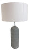 Contemporary Grey Textured Faux Stone Finish Pillar Table Lamp Fabric Shade 26"H