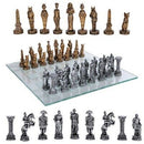 Ebros Kingdoms at War Egyptian VS Roman Army Resin Chess Pieces With Glass Board Set