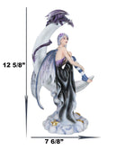 Ebros Gift Large Celestial Crescent Moon Fairy With Pet Dragon Figurine 13"H