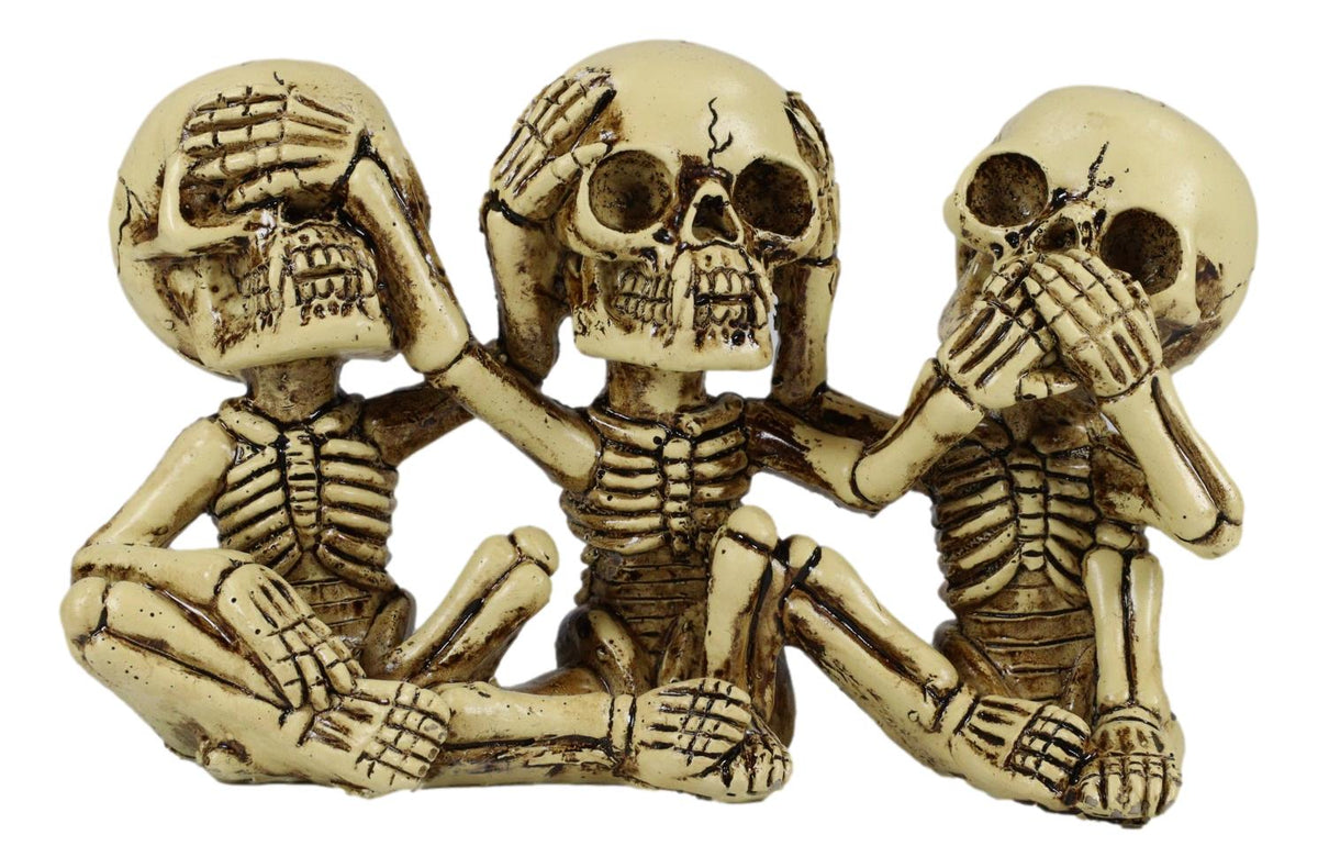 Ebros Gothic Alchemy See Hear Speak No Evil Skeletons Macabre Figurine