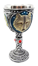 Ebros Gift Large Magical Celtic Blue Remus Ancient Gray Wolf Goblet Chalice Cup Figurine 8oz