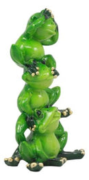 Whimsical Acrobatic See Hear and Speak No Evil Frogs Totem Statue 5.75"Tall