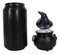 White Snowy Owl With Witch Hat In Black Triple Moon Pentagram Cauldron Figurine