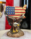 Patriotic Bald Eagle Soaring By American Map Cutout In USA Flag Colors Figurine
