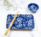 Japanese Floral Cherry Blossoms Blue White Ceramic Sushi Dinnerware Set Serves 2